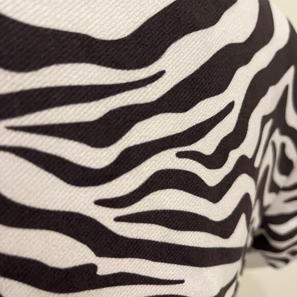 New Zara Faux Suede Zebra Cream Black A-line Mini Dress Size Small - Picture 7 of 7